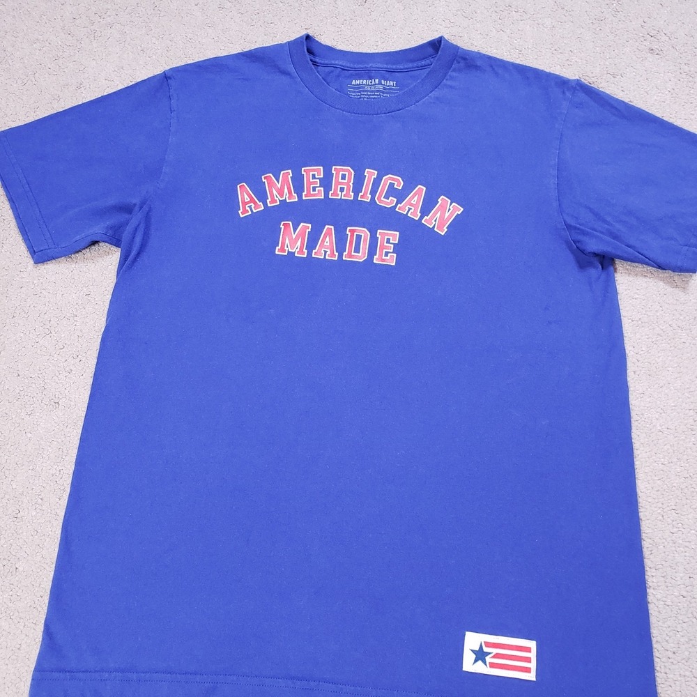 American Giant Shirt Mens Large Blue American Made Graphic Tee USA Flag